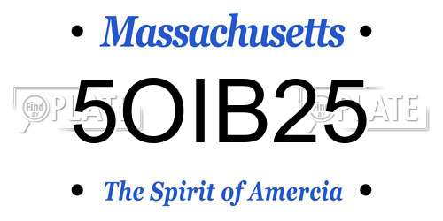 5OIB25 Massachusetts License Plate