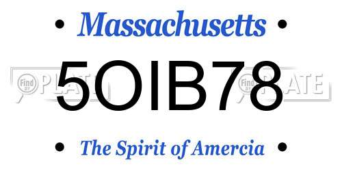 5OIB78 Massachusetts License Plate