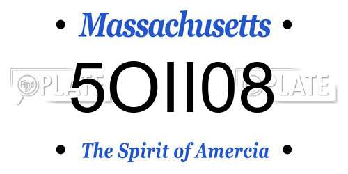 5OII08 Massachusetts License Plate