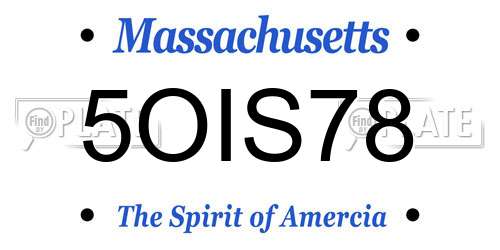 5OIS78 Massachusetts License Plate