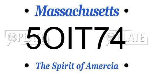 5OIT74 Massachusetts License Plate