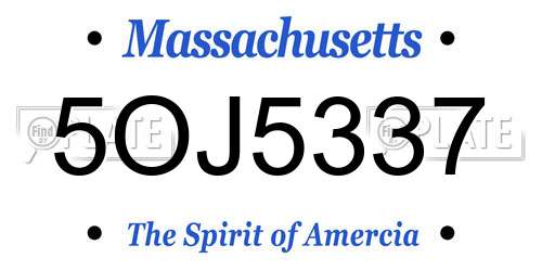 5OJ5337 Massachusetts License Plate