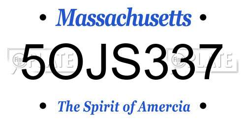 5OJS337 Massachusetts License Plate