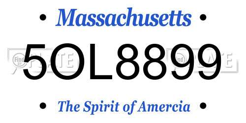5OL8899 Massachusetts License Plate