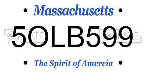 5OLB599 Massachusetts License Plate
