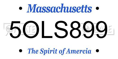 5OLS899 Massachusetts License Plate