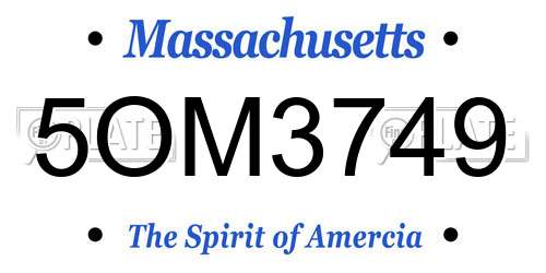 5OM3749 Massachusetts License Plate