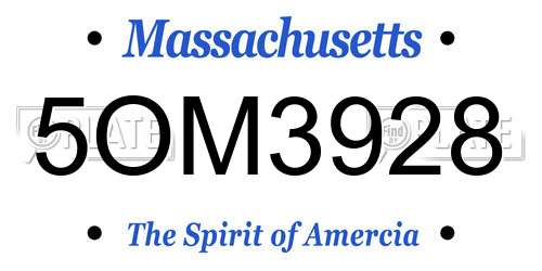 5OM3928 Massachusetts License Plate