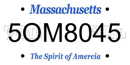 5OM8045 Massachusetts License Plate