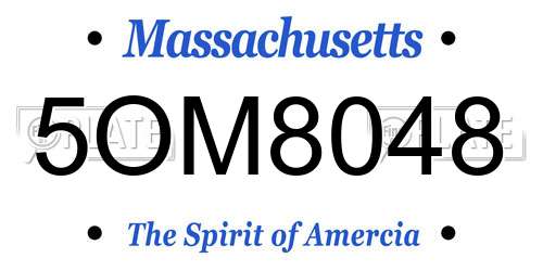 5OM8048 Massachusetts License Plate