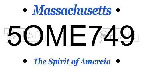 5OME749 Massachusetts License Plate