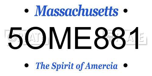 5OME881 Massachusetts License Plate