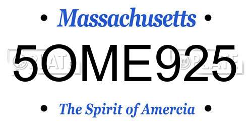 5OME925 Massachusetts License Plate
