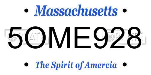 5OME928 Massachusetts License Plate
