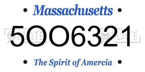 5OO6321 Massachusetts License Plate