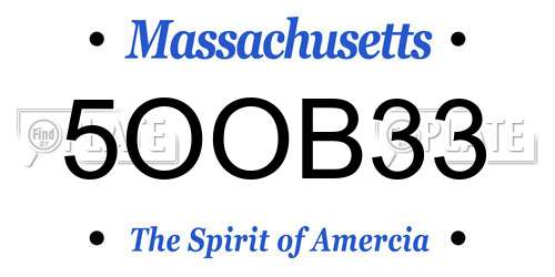 5OOB33 Massachusetts License Plate