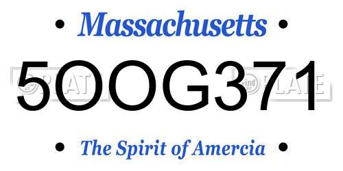 5OOG371 Massachusetts License Plate