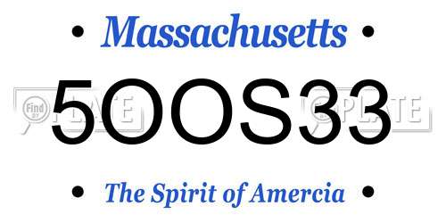 5OOS33 Massachusetts License Plate