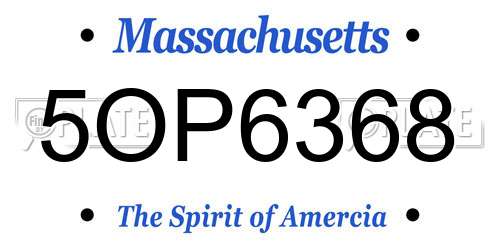 5OP6368 Massachusetts License Plate