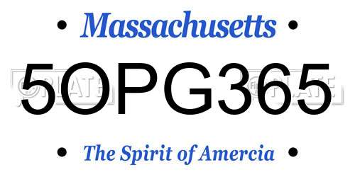 5OPG365 Massachusetts License Plate