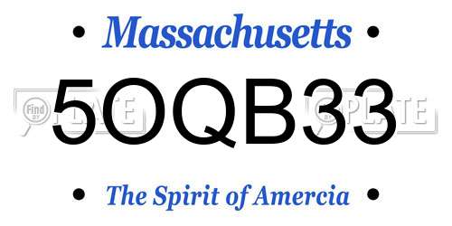 5OQB33 Massachusetts License Plate