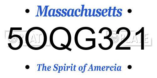 5OQG321 Massachusetts License Plate