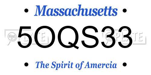 5OQS33 Massachusetts License Plate