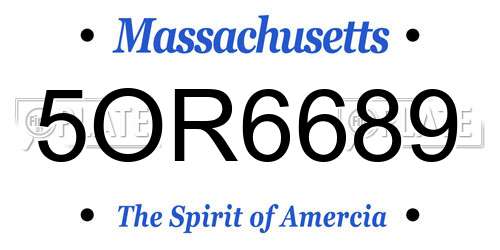 5OR6689 Massachusetts License Plate