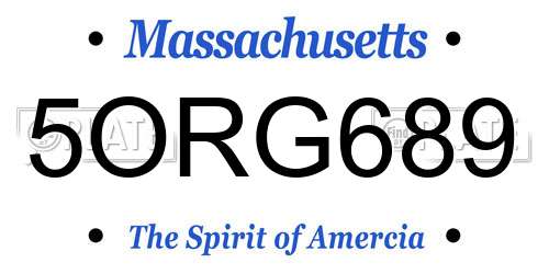 5ORG689 Massachusetts License Plate