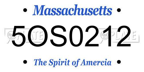 5OS0212 Massachusetts License Plate