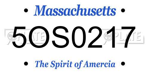 5OS0217 Massachusetts License Plate