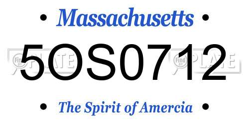 5OS0712 Massachusetts License Plate