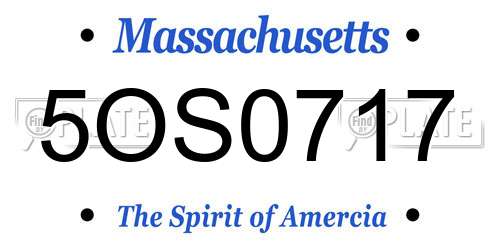 5OS0717 Massachusetts License Plate