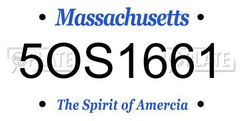 5OS1661 Massachusetts License Plate