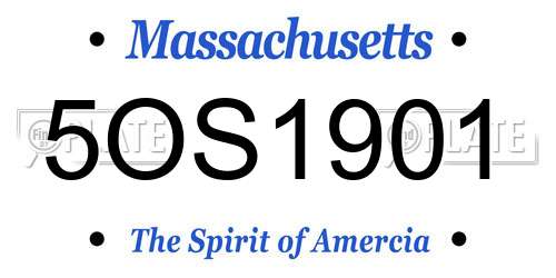 5OS1901 Massachusetts License Plate