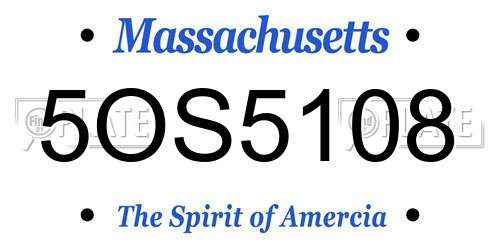 5OS5108 Massachusetts License Plate