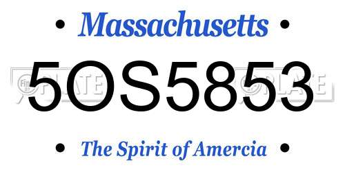 5OS5853 Massachusetts License Plate