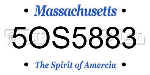 5OS5883 Massachusetts License Plate