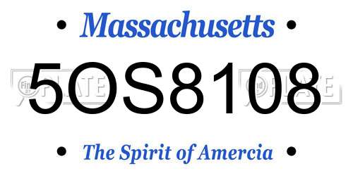 5OS8108 Massachusetts License Plate