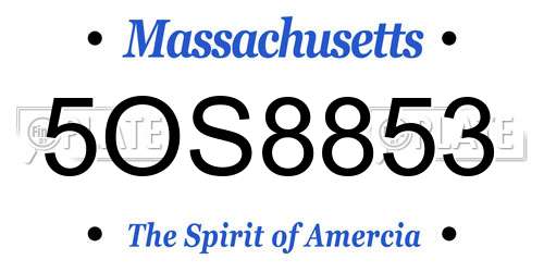 5OS8853 Massachusetts License Plate