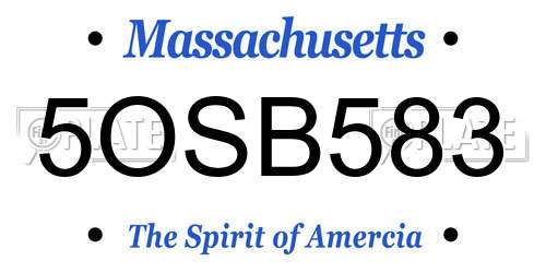 5OSB583 Massachusetts License Plate