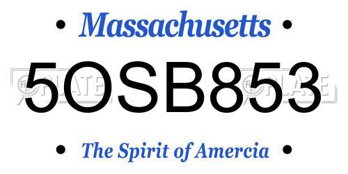 5OSB853 Massachusetts License Plate