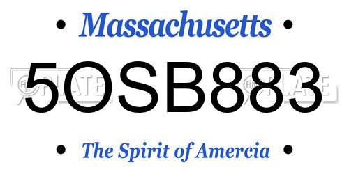 5OSB883 Massachusetts License Plate