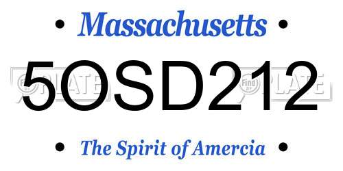 5OSD212 Massachusetts License Plate