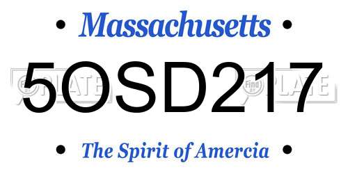 5OSD217 Massachusetts License Plate