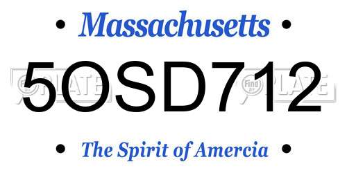 5OSD712 Massachusetts License Plate