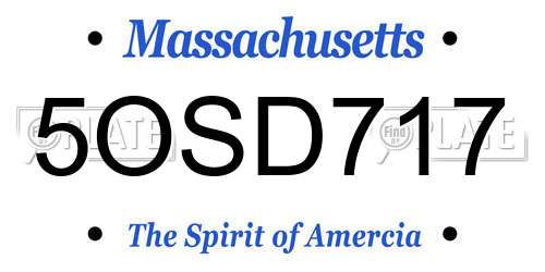 5OSD717 Massachusetts License Plate