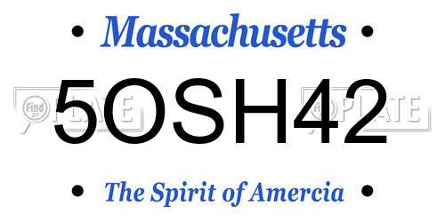 5OSH42 Massachusetts License Plate