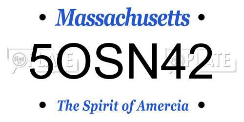 5OSN42 Massachusetts License Plate