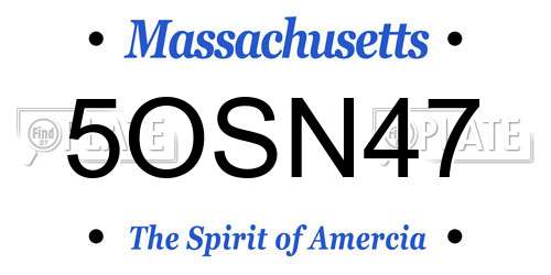 5OSN47 Massachusetts License Plate